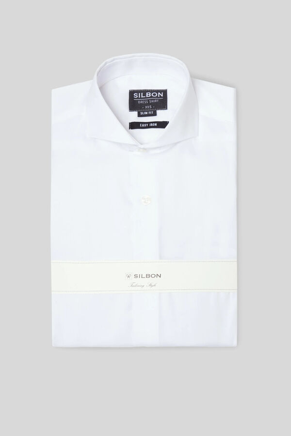 Cortefiel Camisa de vestir punho duplo easy iron Branco