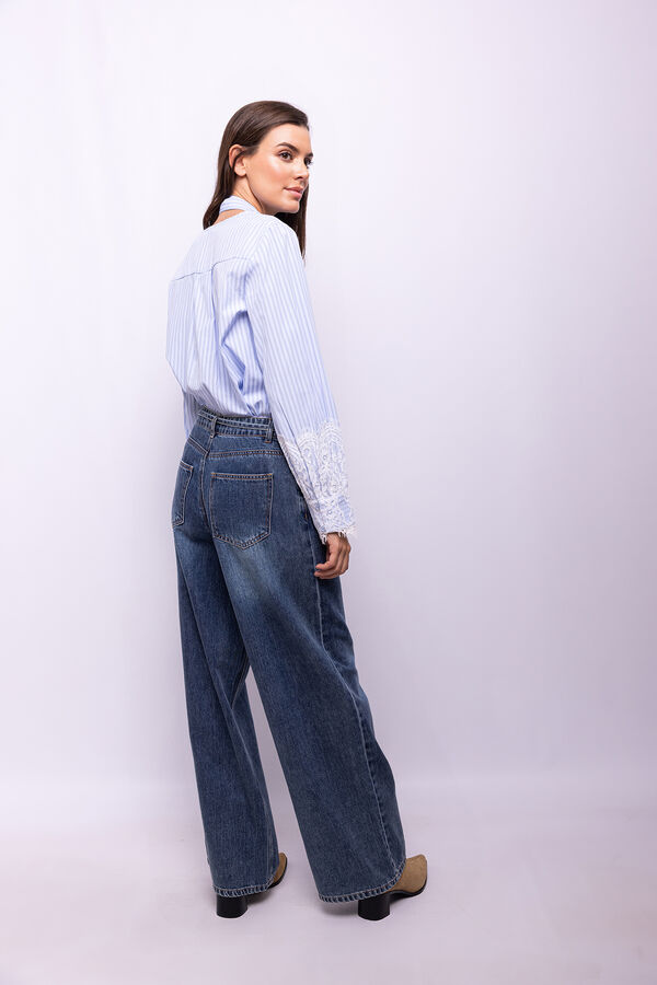 Object Blusa de riscas renda Azul