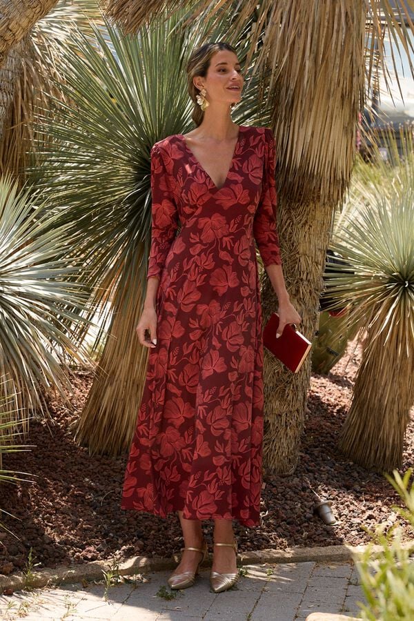 Pol&iacute;n Et Moi Vestido de flores Nia Laranja