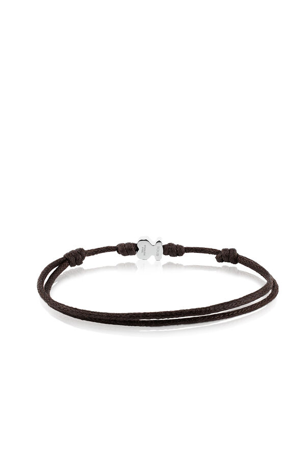 Cortefiel Steel bracelet with brown cord Dark brown