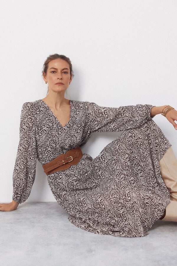 Cortefiel Printed dress Printed brown