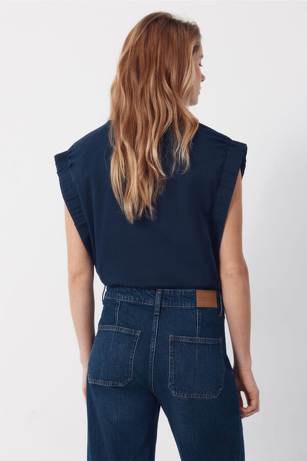 Cortefiel T-shirt with gathered armholes Navy