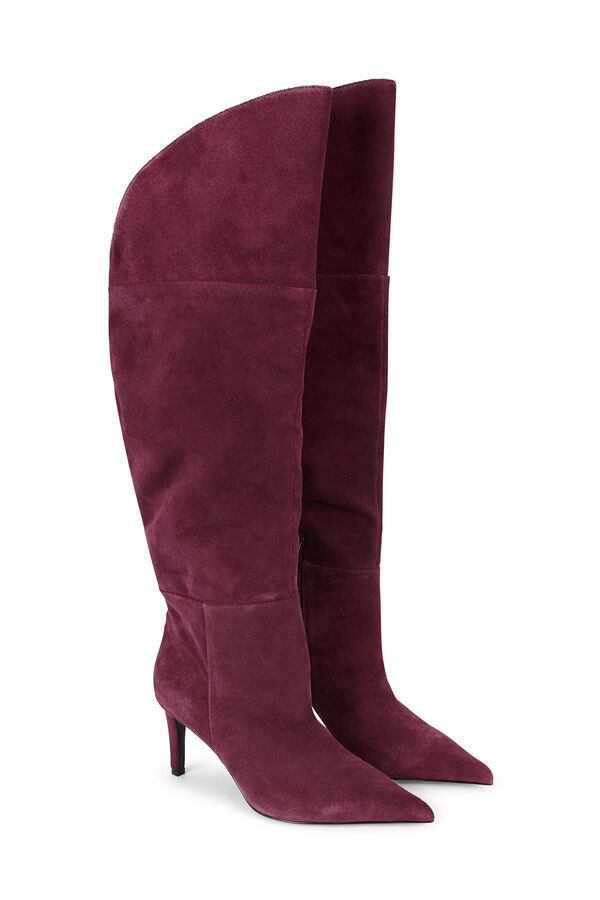 Slowlove Split leather knee-length boot Maroon