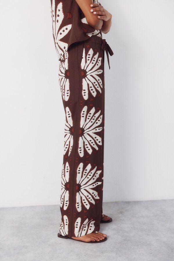 Cortefiel Print trousers positioned Printed brown