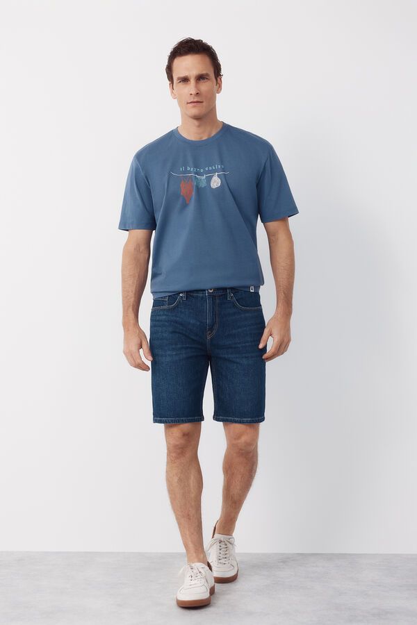 Cortefiel Graphic T-shirt Blue