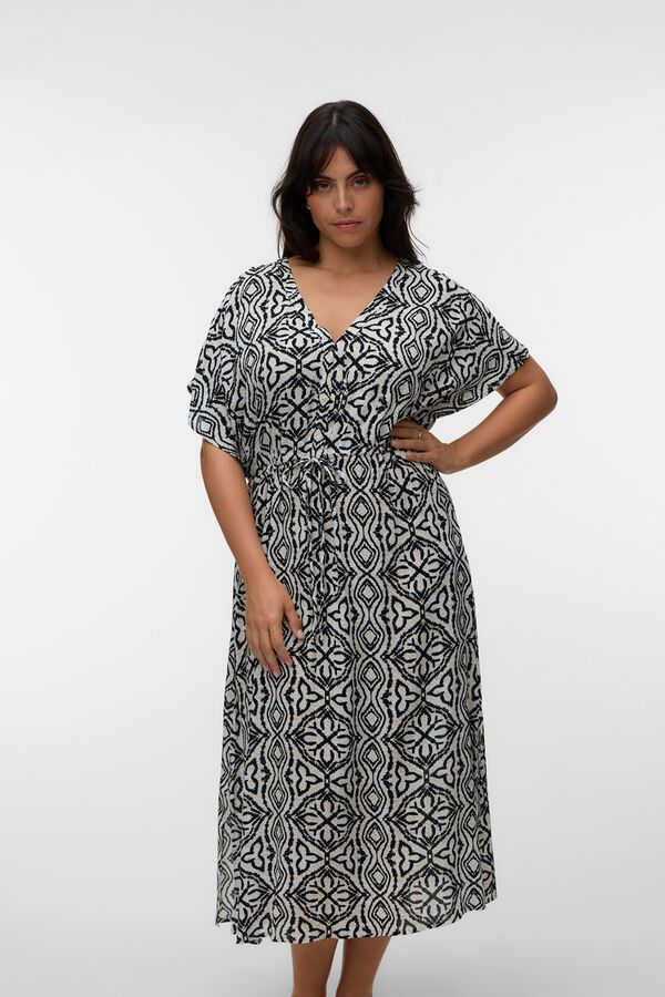 Vero Moda Curve Vestido 7/8 estampado de manga curta tamanho grande Cinzento