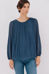 Cortefiel Pleated blouse Blue