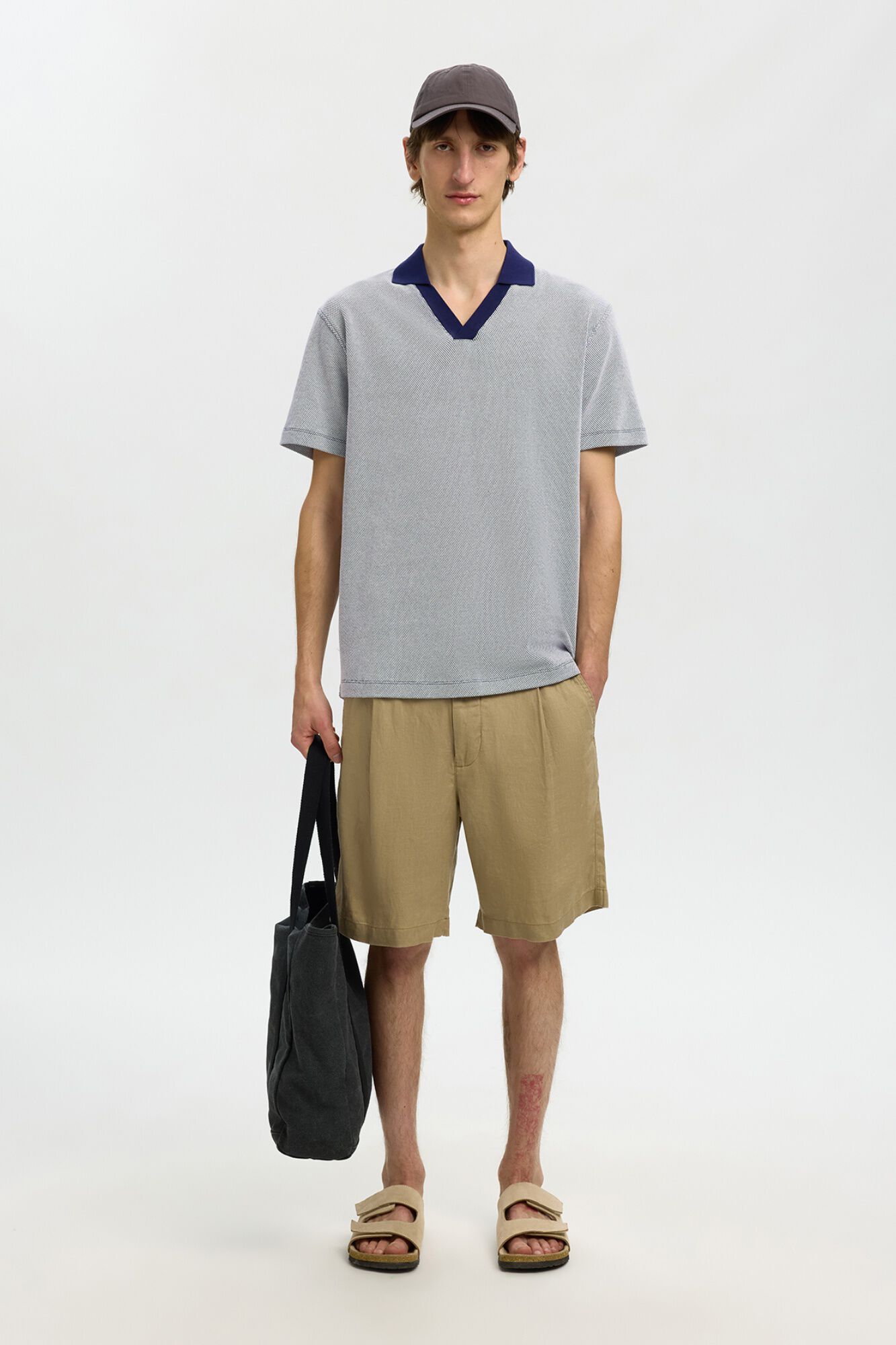 Selected Polo de manga corta con cuello abierto