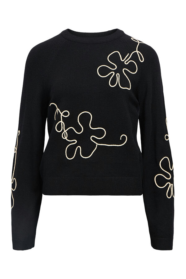 Object Camisola de malha bordado com flores Cinzento