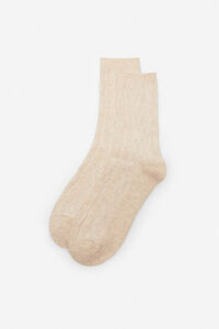 Cortefiel Fine textured Better Cotton long socks Nude