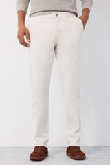 Cortefiel Regular cotton- linen chinos trousers Ivory