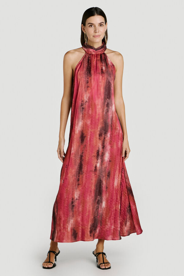 Vila Halterneck long party dress Pink