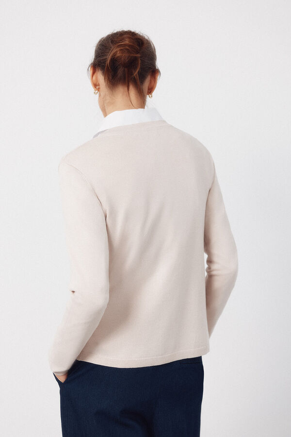 Cortefiel Jersey-knit basic jacket Nude