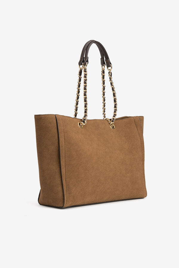 Vilanova Mala tote bag com efeito camurça Castanho
