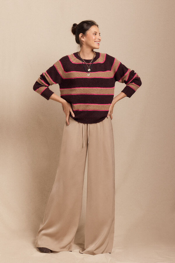 Slowlove Pantalón fluido satinado Beige