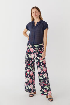 Cortefiel Printed jersey-knit trousers Blue