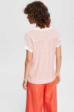 Cortefiel Striped T-shirt 100% linen Ecru