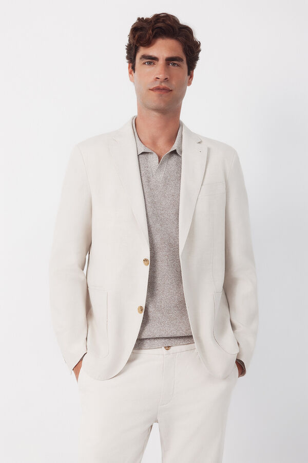 Cortefiel Linen blazer Beige