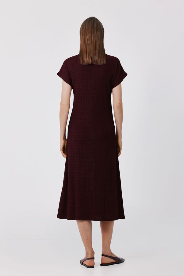 Cortefiel Gathered dress Maroon