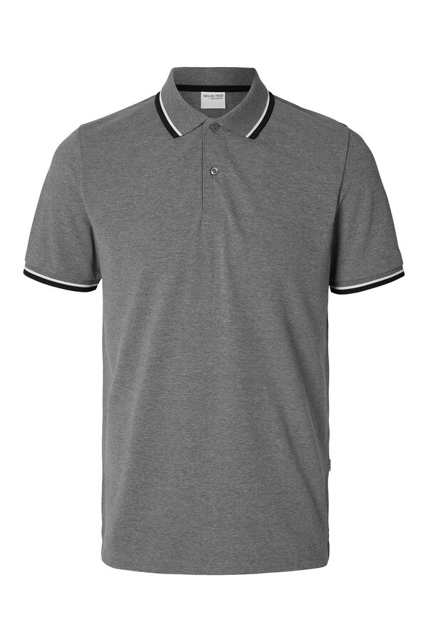 Selected Camisa piqué manga curta Cinzento