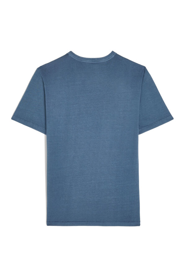 Cortefiel T-shirt with embroidered OOTO plane on pocket Blue