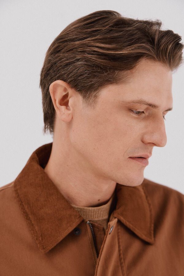 Cortefiel Jacket with combined neck Brown