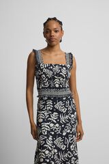 Silbon Floral print bandeau top Printed blue