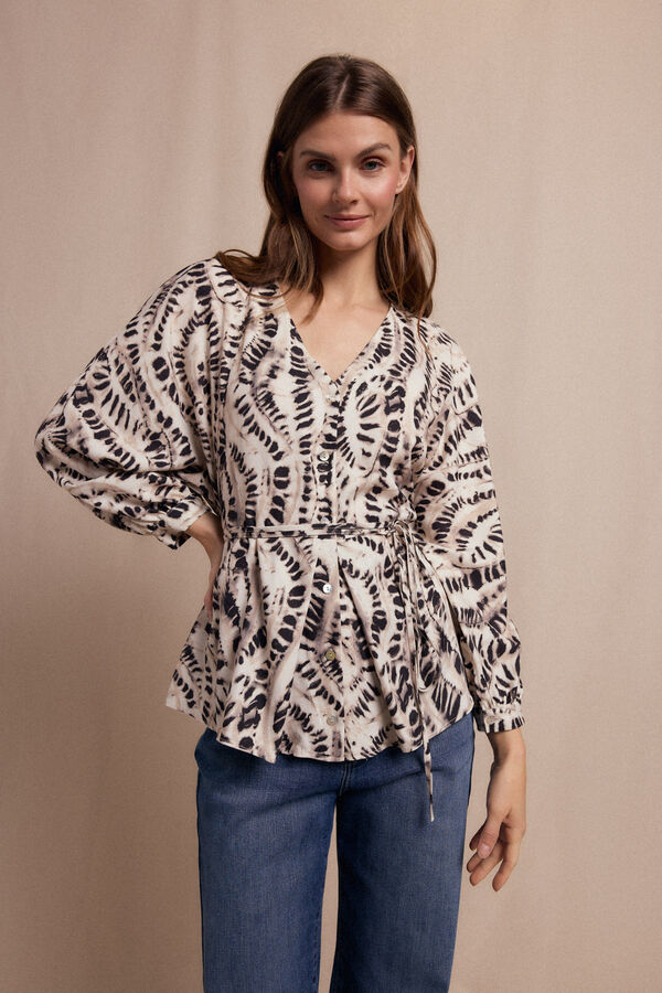 Slowlove Blusa estampada Marfil
