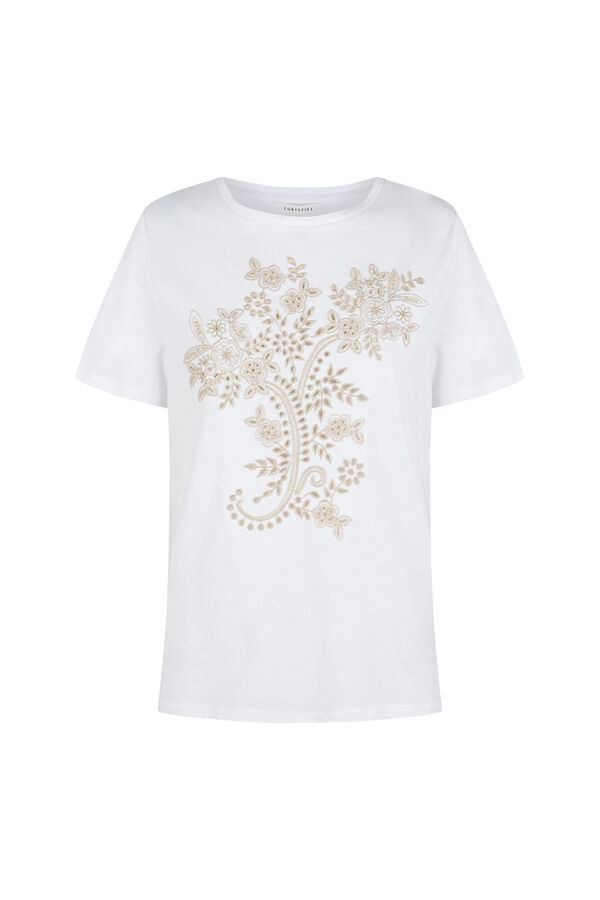 Cortefiel T-shirt with positional embroidered Printed white