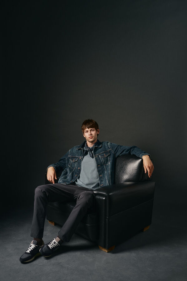 OOTO Basic T-shirt with airplane embroidered Blue