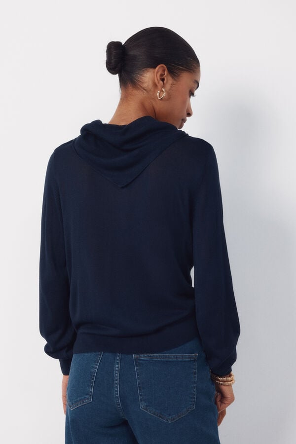 Cortefiel Jersey-knit basic jacket Navy