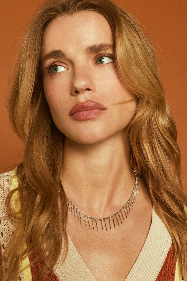 Slowlove Collar flecos cadena Gris