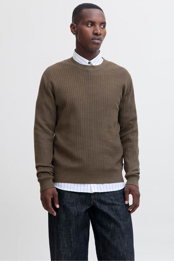 Jack & Jones Camisola básico de malha liso Castanho