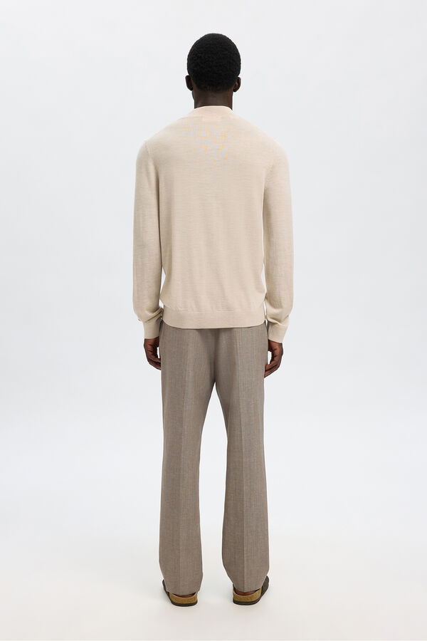 Selected Camisola de gola falsa 100% lã merino. Cinzento