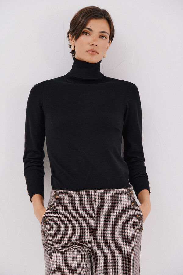 Cortefiel Short-sleeved jumper Black