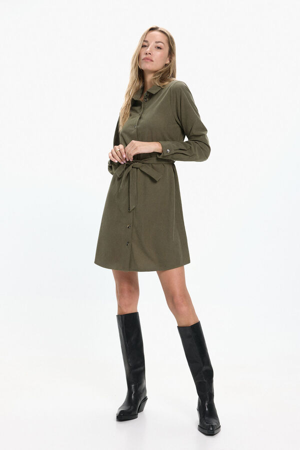 Vero Moda Vestido camisa de veludo cotelê Verde