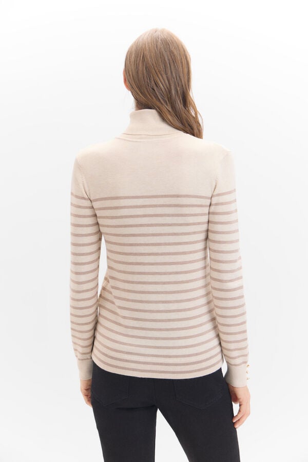 Cortefiel Two-tone striped jumper Beige