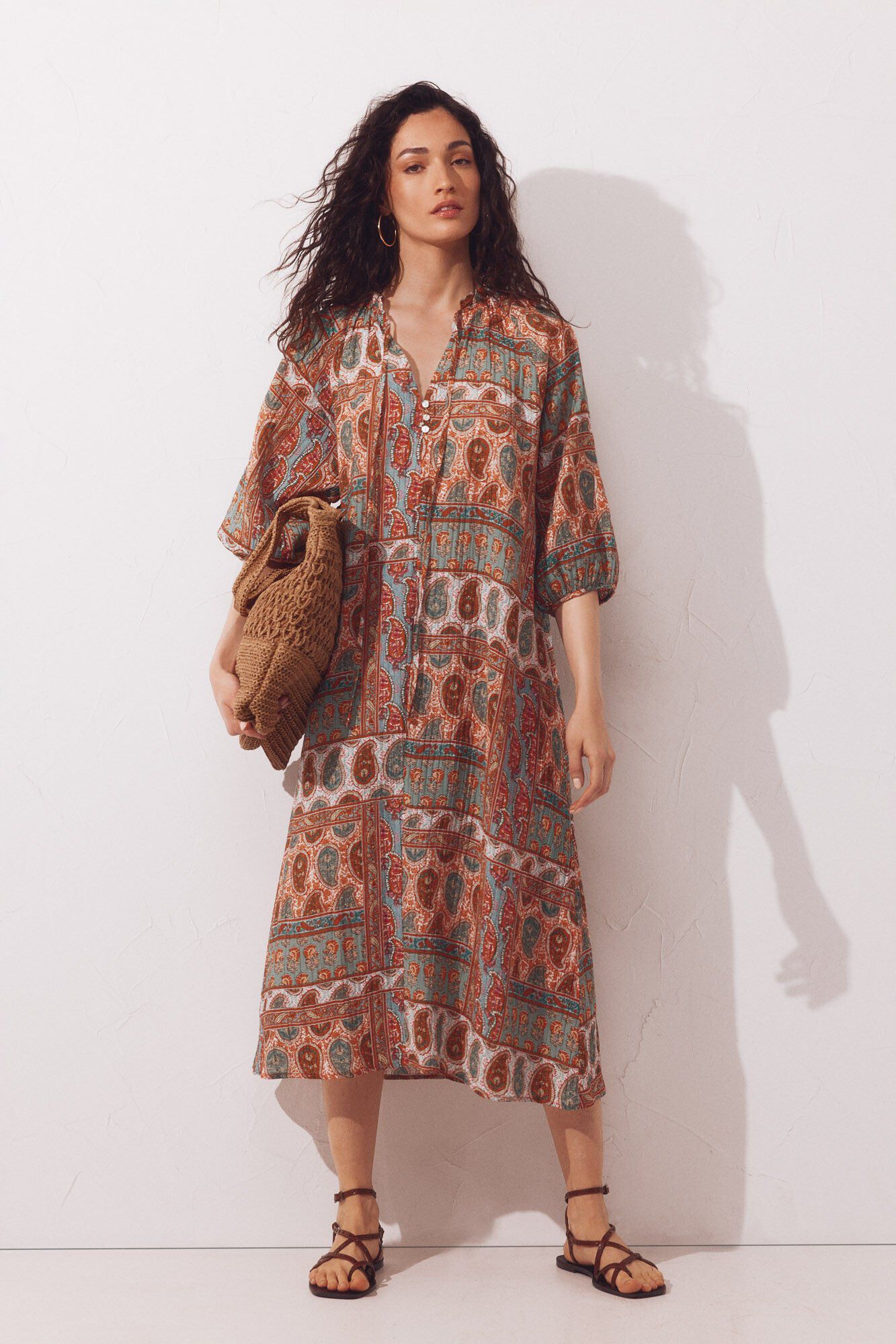 Cortefiel Caftan estampado amplio