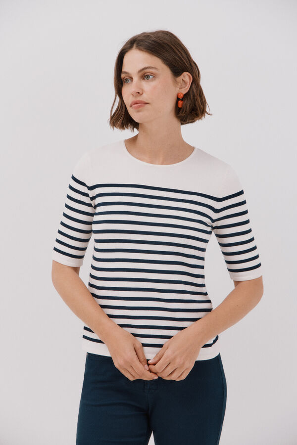 Cortefiel Short-sleeved jumper Ivory