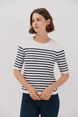 Cortefiel Short-sleeved jumper Ivory