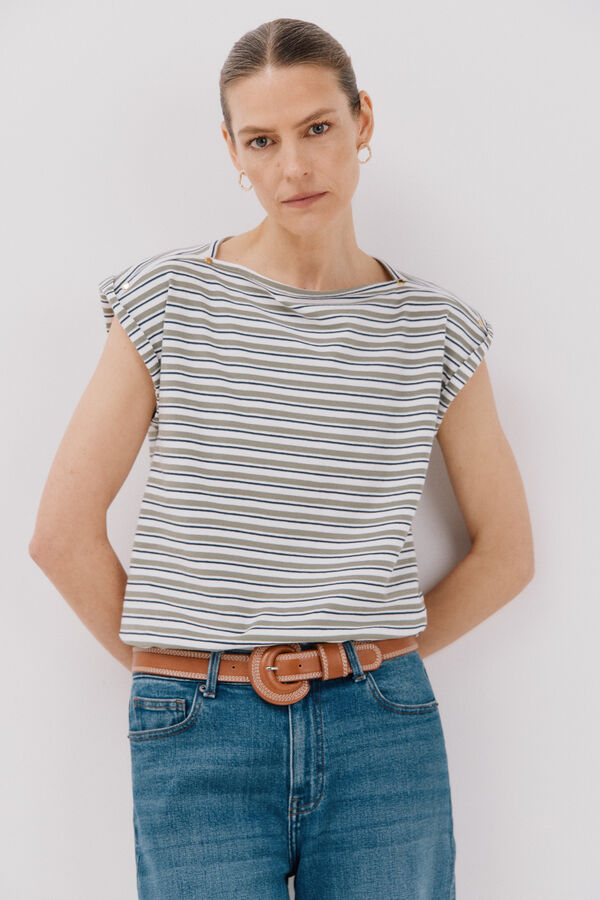 Cortefiel Basic sleeves t-shirt Printed green