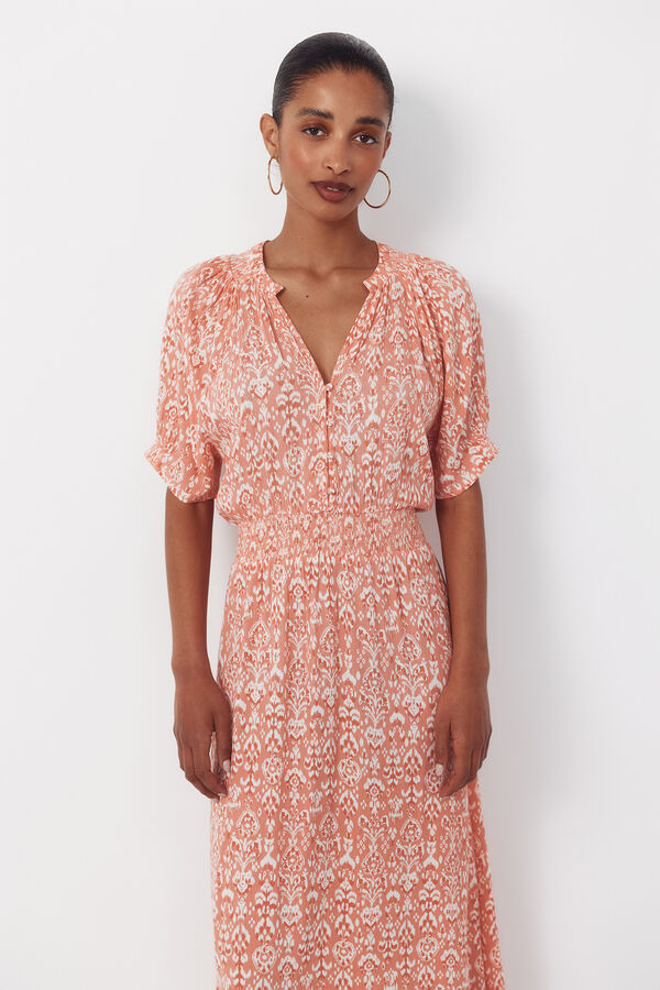 Cortefiel Short-sleeved dress Printed red