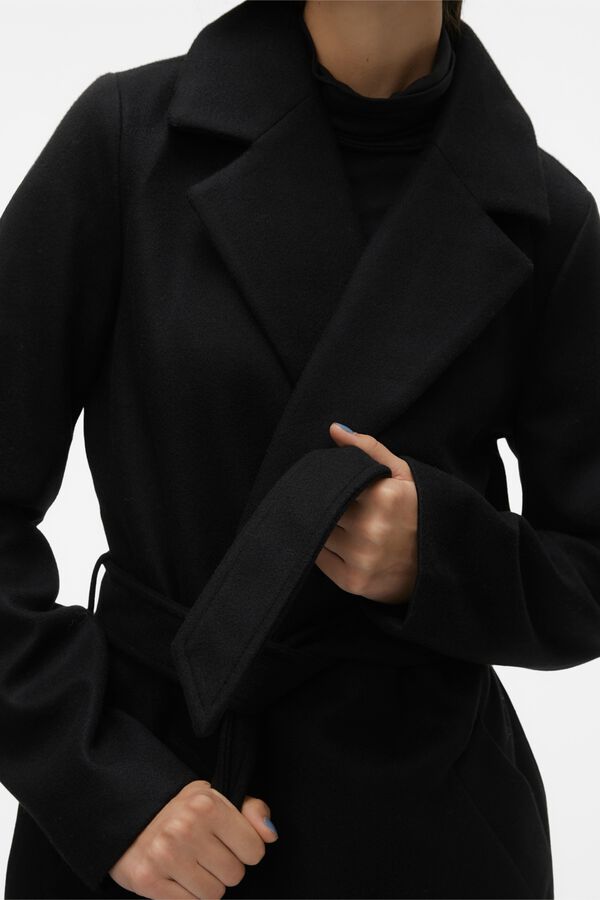 Vero Moda Sobretudo comprido com aba Preto