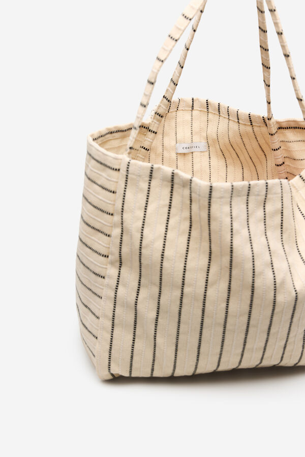 Cortefiel Striped bag  Printed white