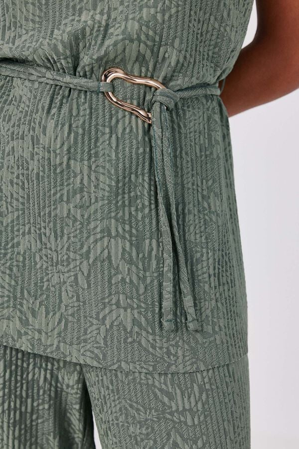 Cortefiel Jacquard buckle top Kaki