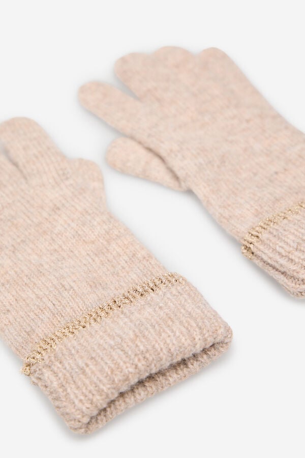 Cortefiel Lurex jersey-knit glove Beige