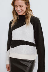 Vila Colour block knit jumper Black