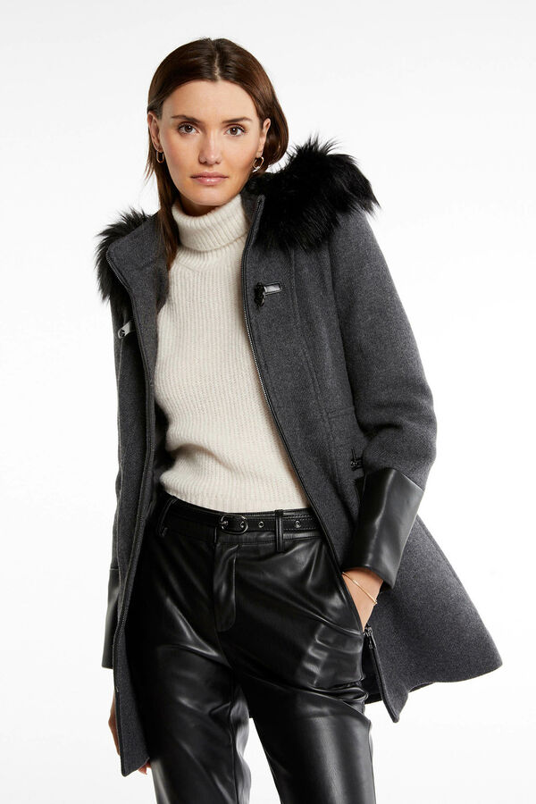 Morgan Abrigo recto con cremallera y capucha Gris oscuro