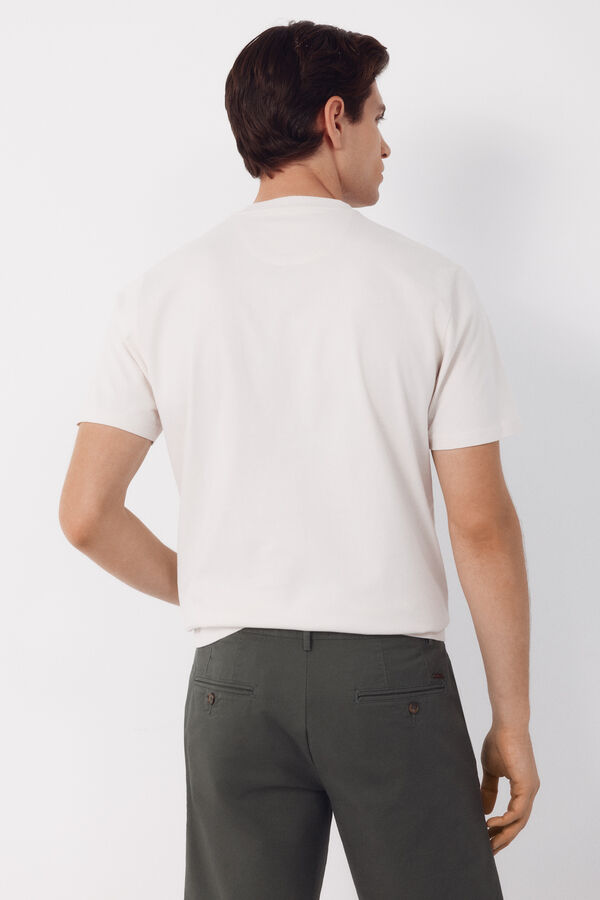 Cortefiel Embroidered T-shirt Ivory