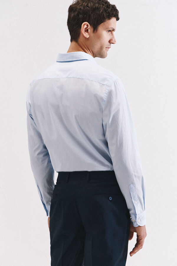 Cortefiel Striped cotton shirt Blue